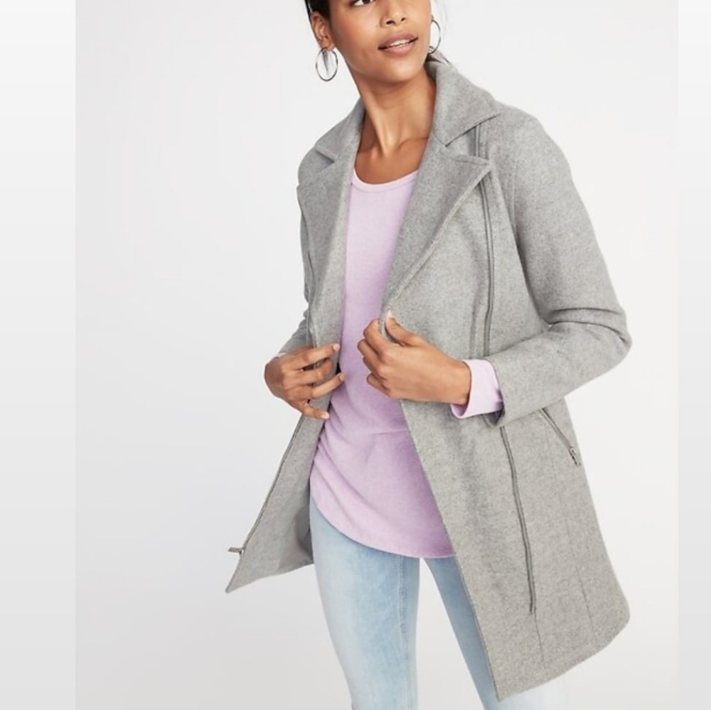 Old Navy • Soft Brushed Long Line Moto Coat